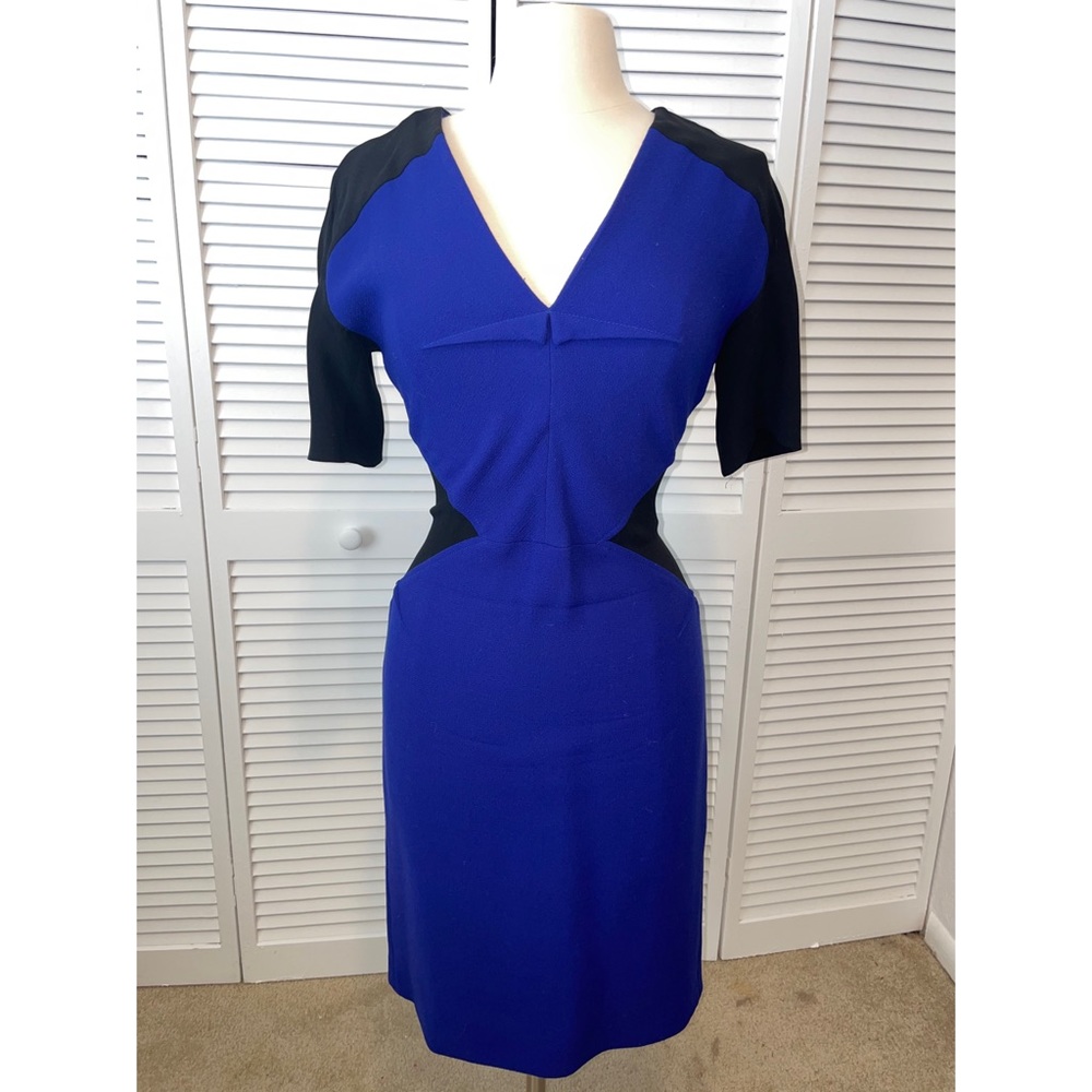 Roland Mouret royal blue and black sheath dress
